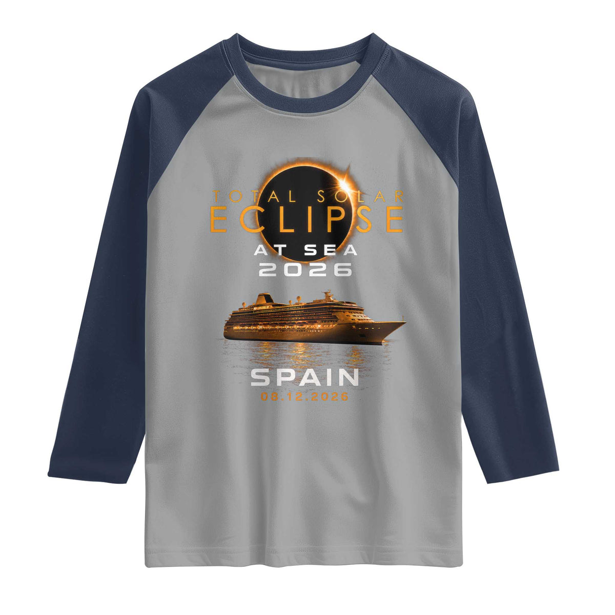 Spain Total Solar Eclipse 2026 At Sea Cruise Raglan Shirt