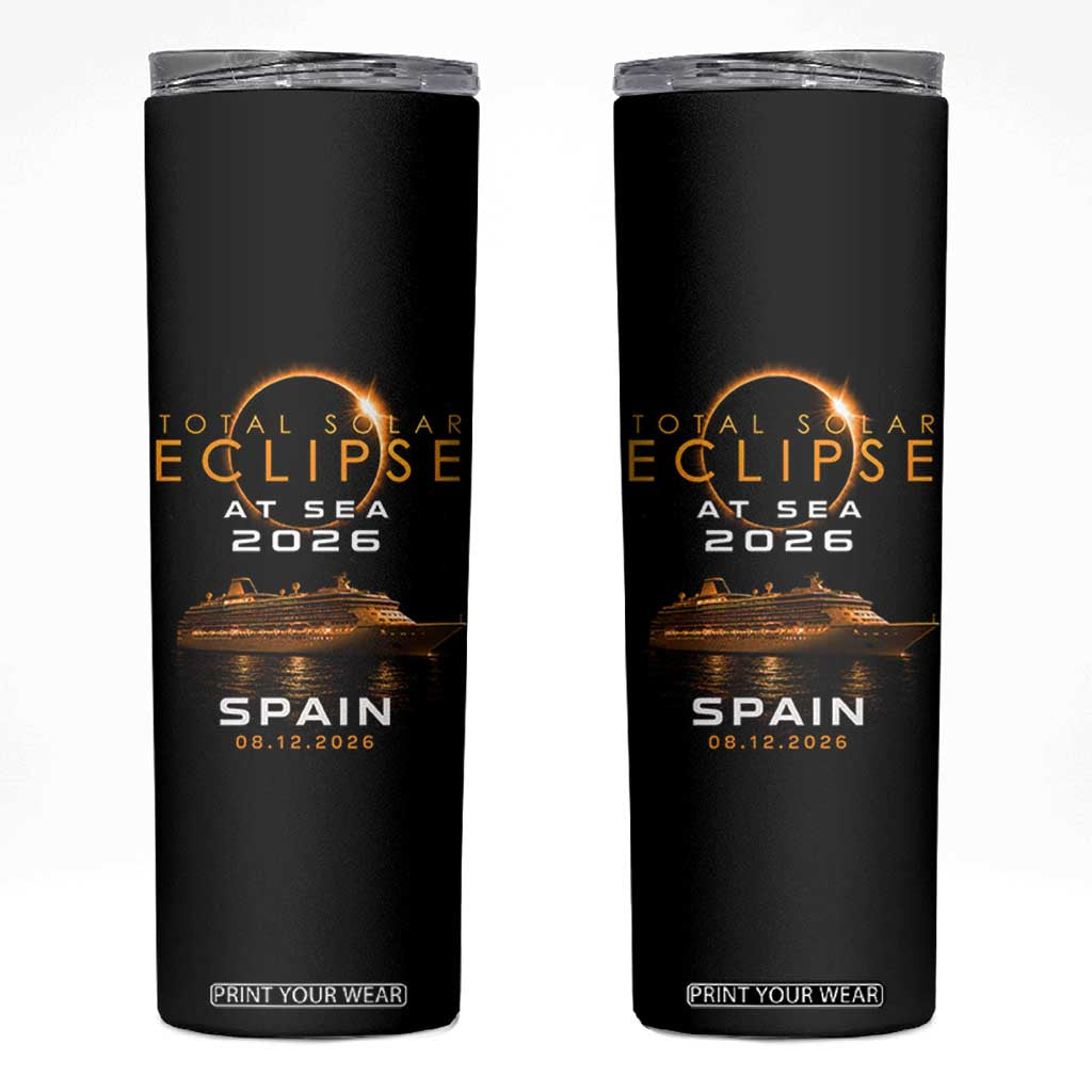 Spain Total Solar Eclipse 2026 At Sea Cruise Skinny Tumbler