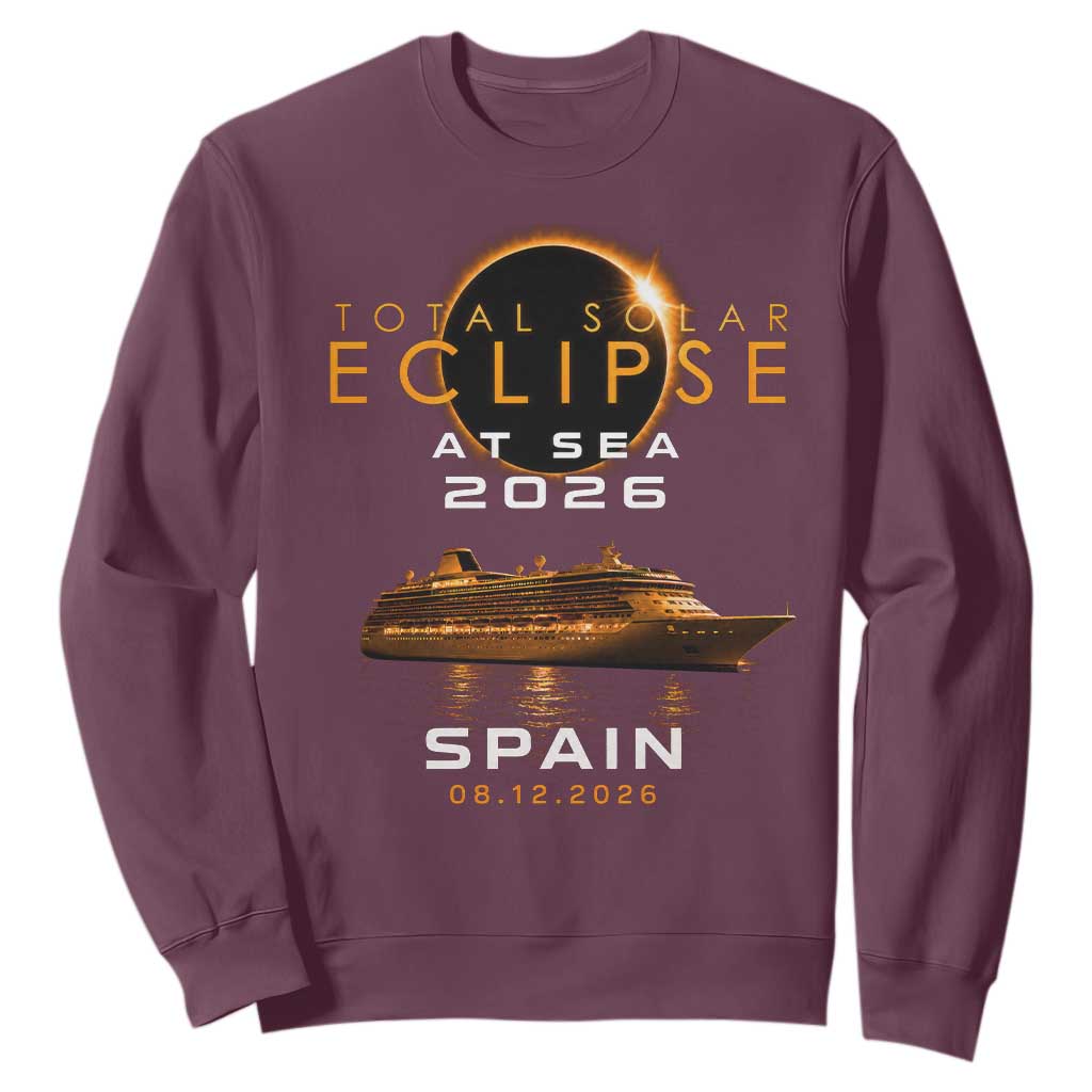 Spain Total Solar Eclipse 2026 At Sea Cruise Sweatshirt