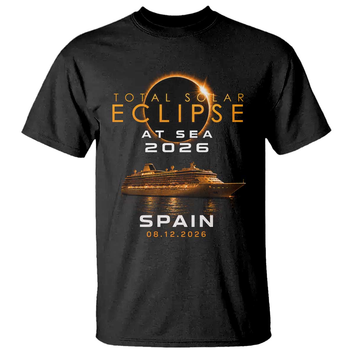 Spain Total Solar Eclipse 2026 At Sea Cruise T Shirt