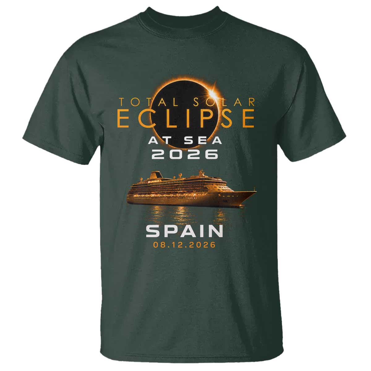 Spain Total Solar Eclipse 2026 At Sea Cruise T Shirt