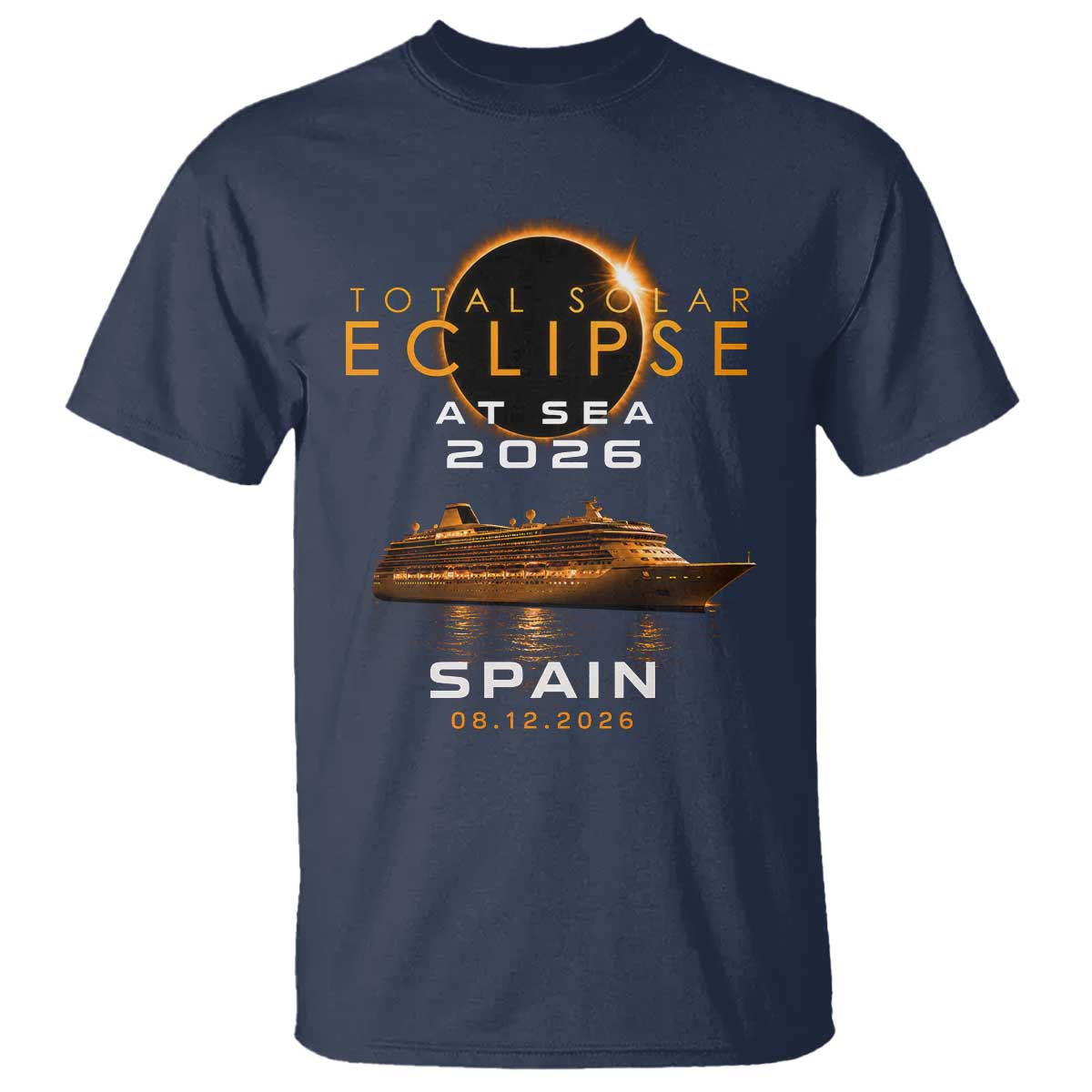 Spain Total Solar Eclipse 2026 At Sea Cruise T Shirt