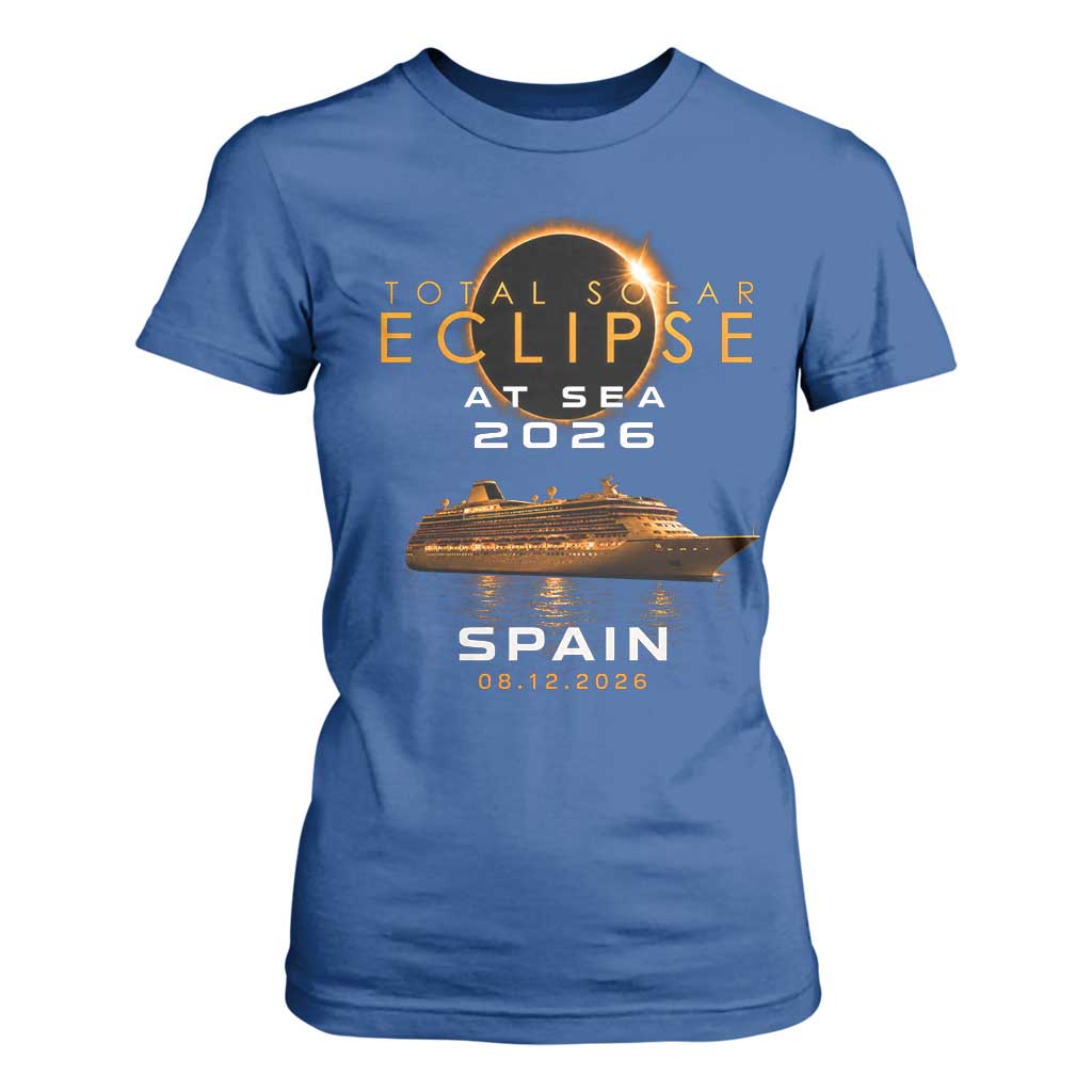 Spain Total Solar Eclipse 2026 At Sea Cruise T Shirt For Women