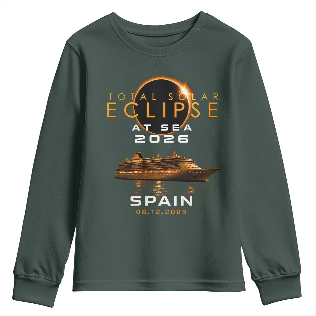 Spain Total Solar Eclipse 2026 At Sea Cruise Youth Sweatshirt