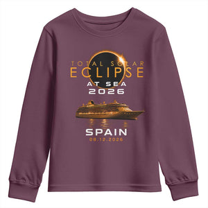 Spain Total Solar Eclipse 2026 At Sea Cruise Youth Sweatshirt