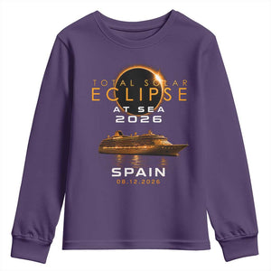 Spain Total Solar Eclipse 2026 At Sea Cruise Youth Sweatshirt