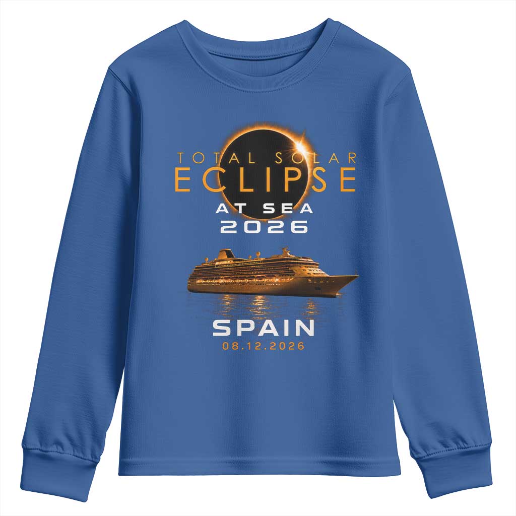 Spain Total Solar Eclipse 2026 At Sea Cruise Youth Sweatshirt