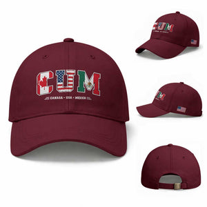 CUM Canada USA Mexico Patriotic Soccer Fans Baseball Cap