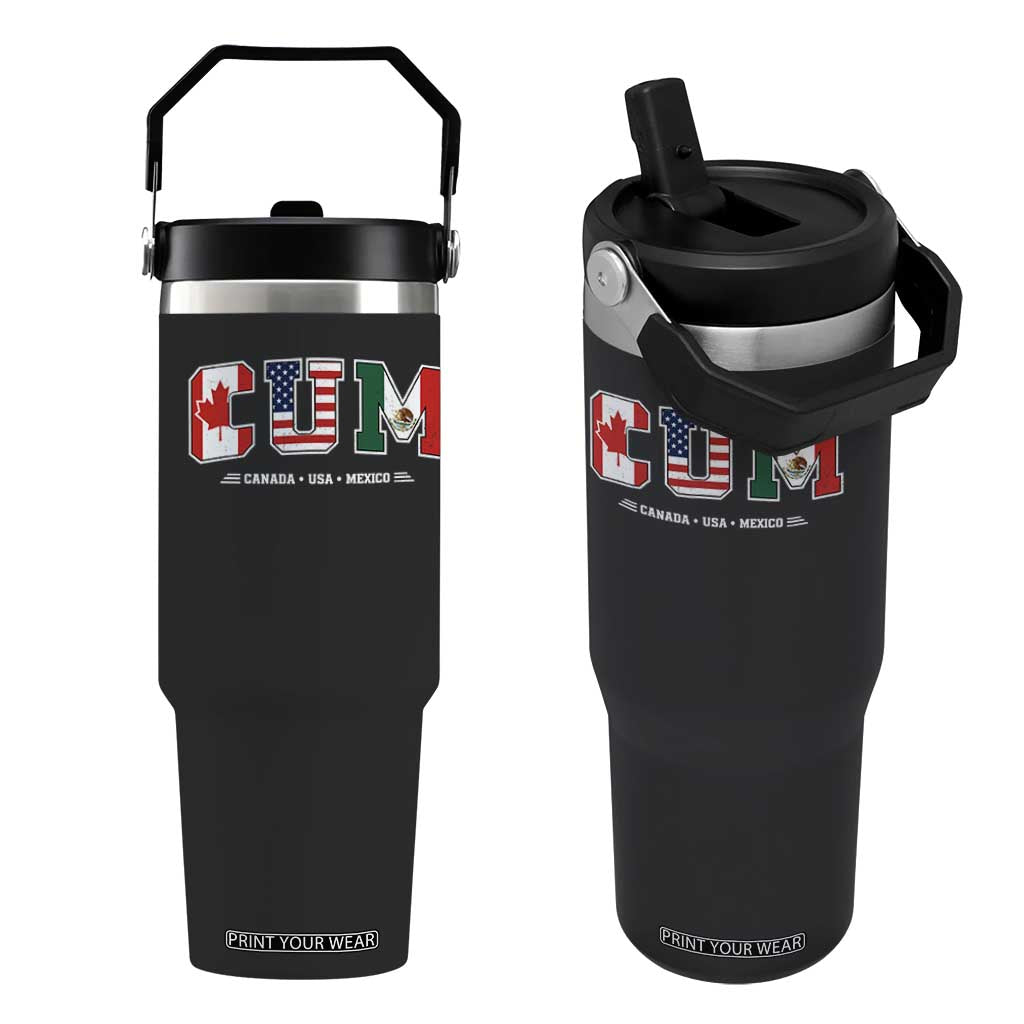 CUM Canada USA Mexico Patriotic Soccer Fans Flip Straw Tumbler TS11 One Size: 30 oz Black Print Your Wear