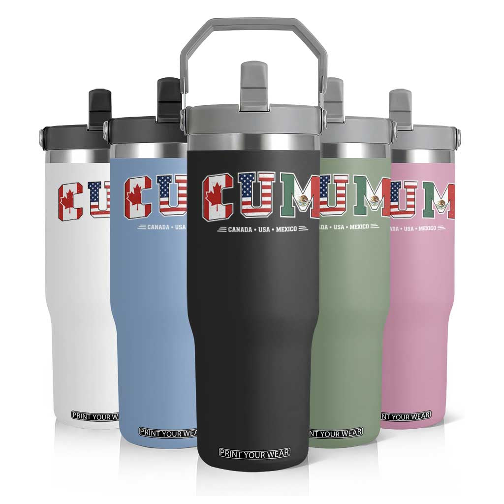CUM Canada USA Mexico Patriotic Soccer Fans Flip Straw Tumbler