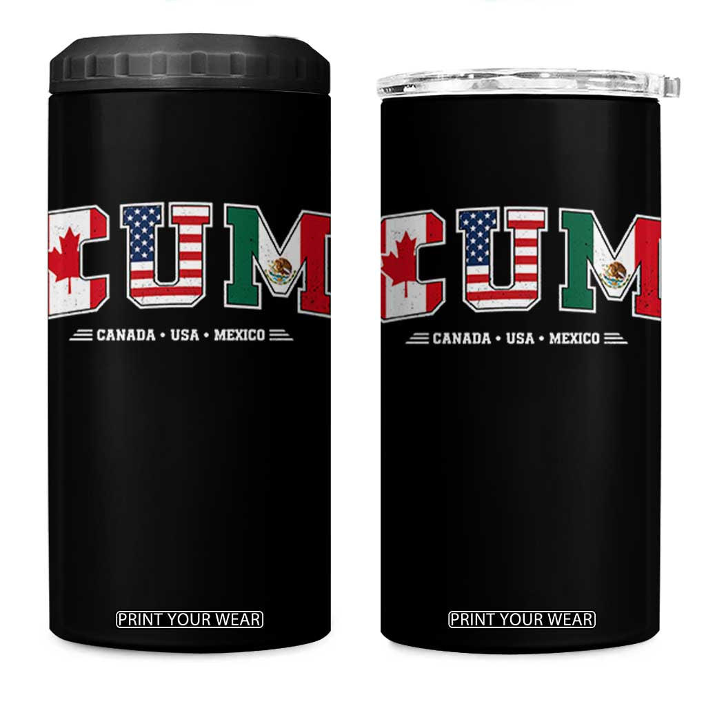 CUM Canada USA Mexico Patriotic Soccer Fans 4 in 1 Can Cooler Tumbler