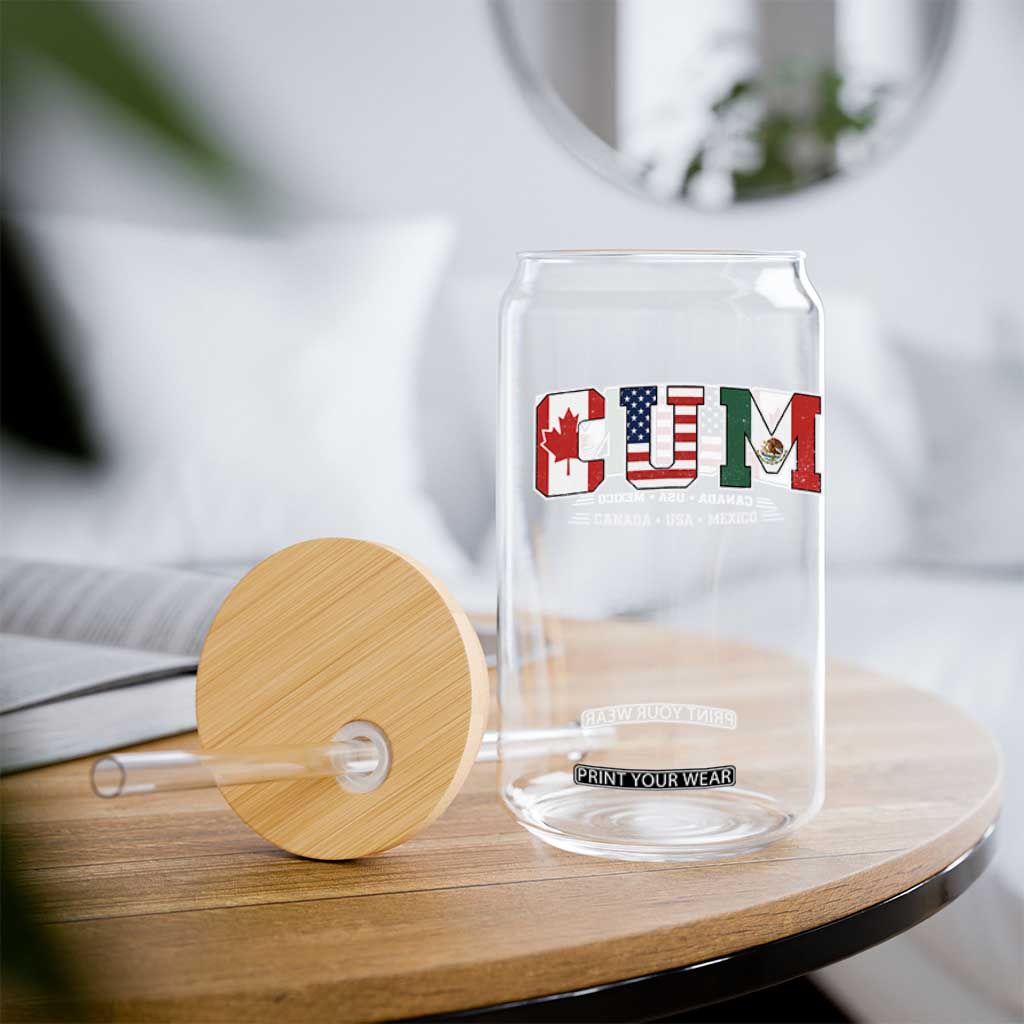 CUM Canada USA Mexico Patriotic Soccer Fans Glass Can