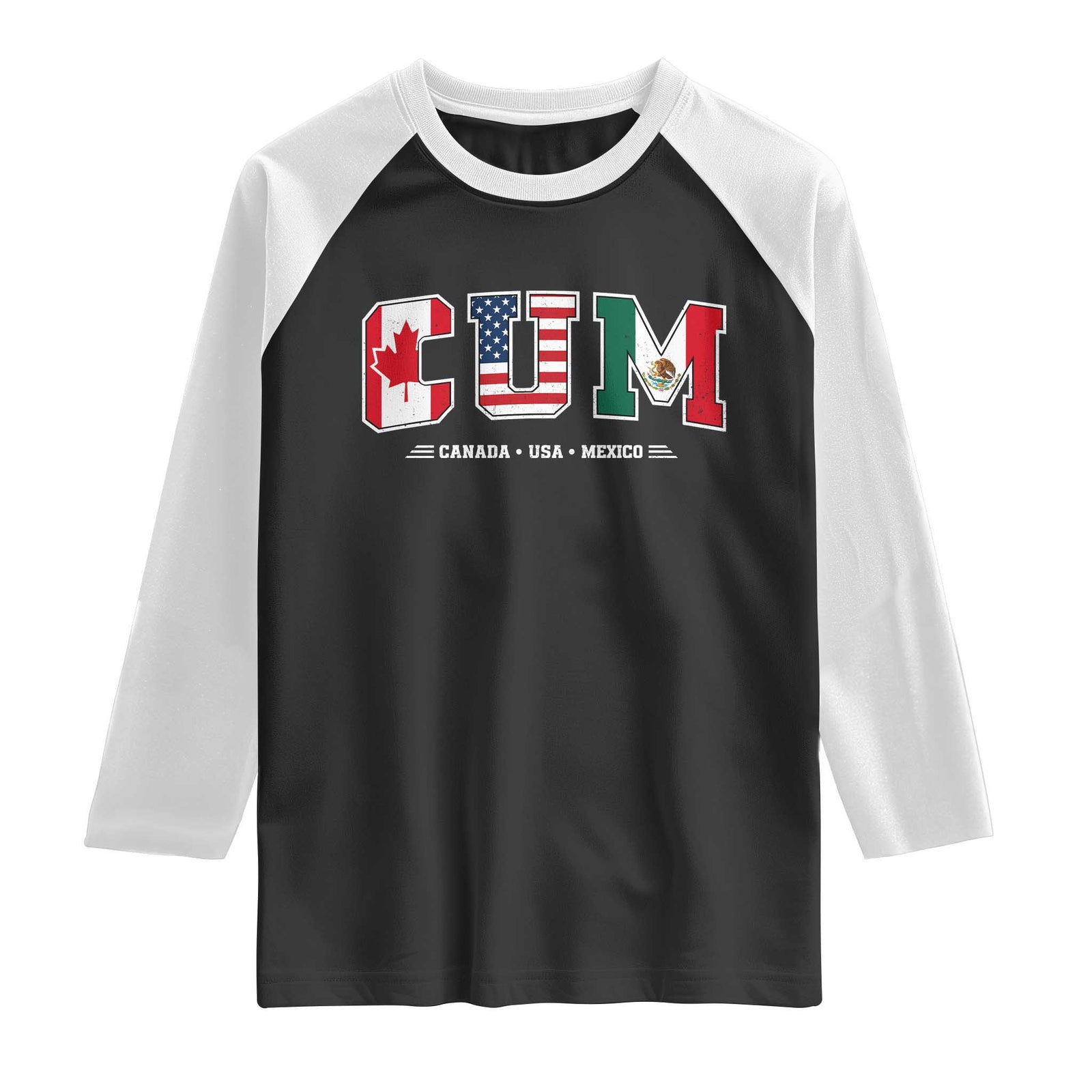 CUM Canada USA Mexico Patriotic Soccer Fans Raglan Shirt TS11 Black White Print Your Wear