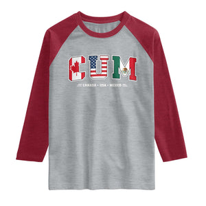 CUM Canada USA Mexico Patriotic Soccer Fans Raglan Shirt