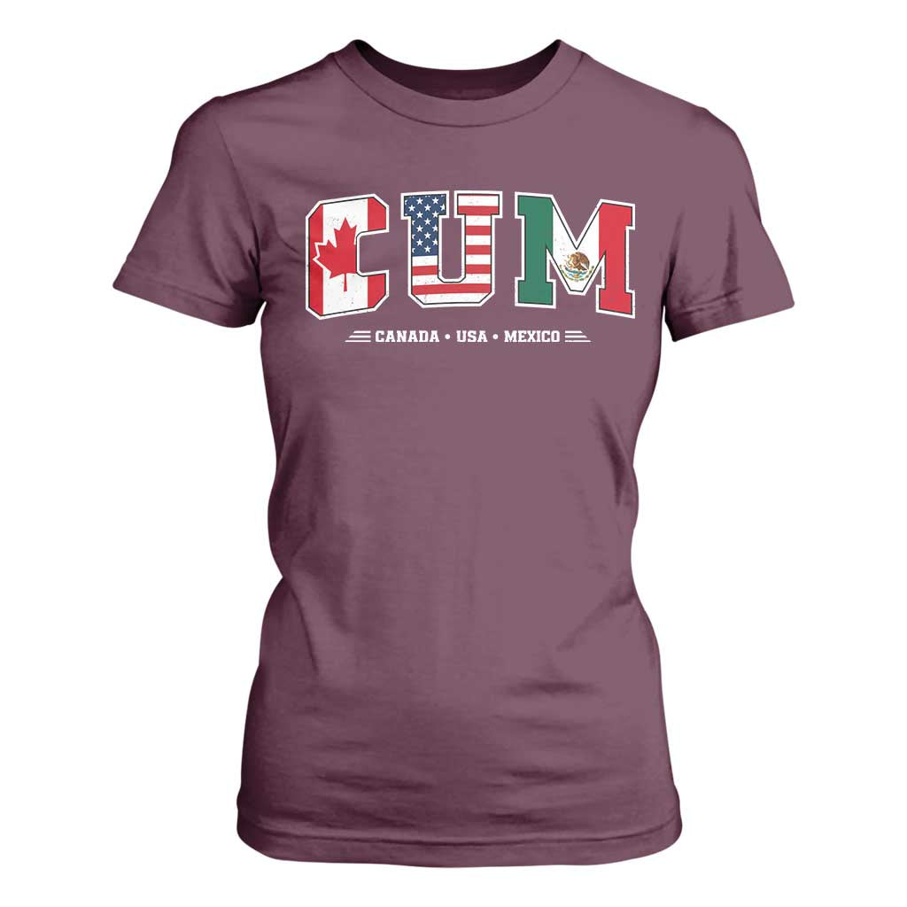 CUM Canada USA Mexico Patriotic Soccer Fans T Shirt For Women
