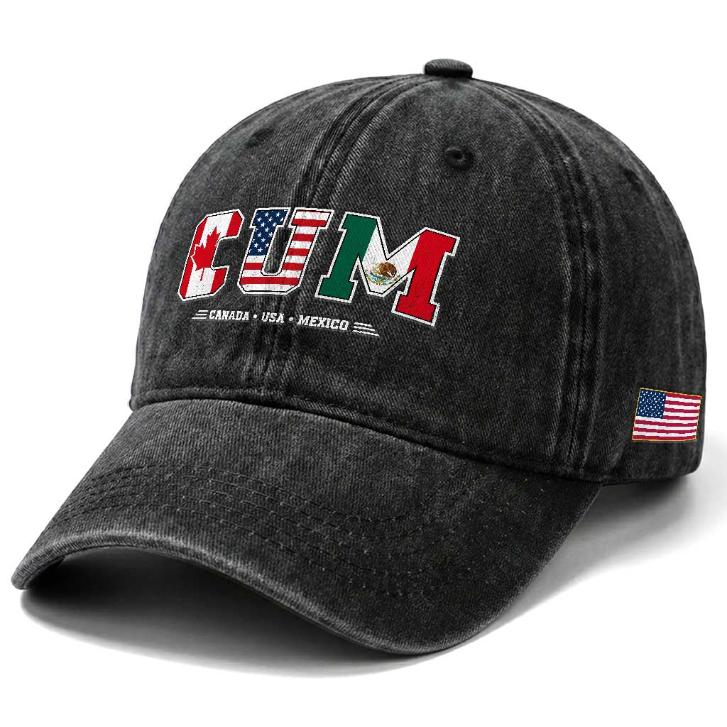 CUM Canada USA Mexico Patriotic Soccer Fans Washed Cotton Baseball Cap
