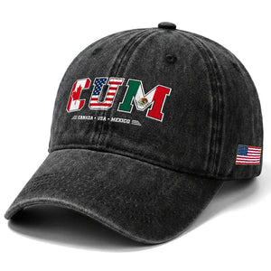 CUM Canada USA Mexico Patriotic Soccer Fans Washed Cotton Baseball Cap