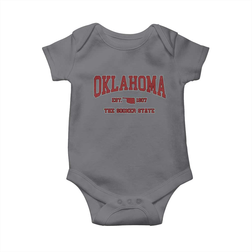 Oklahoma The Sooner State Sports Throwback Design Jersey Style Baby Onesie