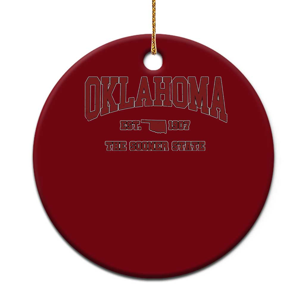 Oklahoma The Sooner State Sports Throwback Design Jersey Style Ceramic Ornament TS11 1pc Red Print Your Wear