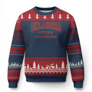 Oklahoma The Sooner State Sports Throwback Design Jersey Style Ugly Christmas Sweater