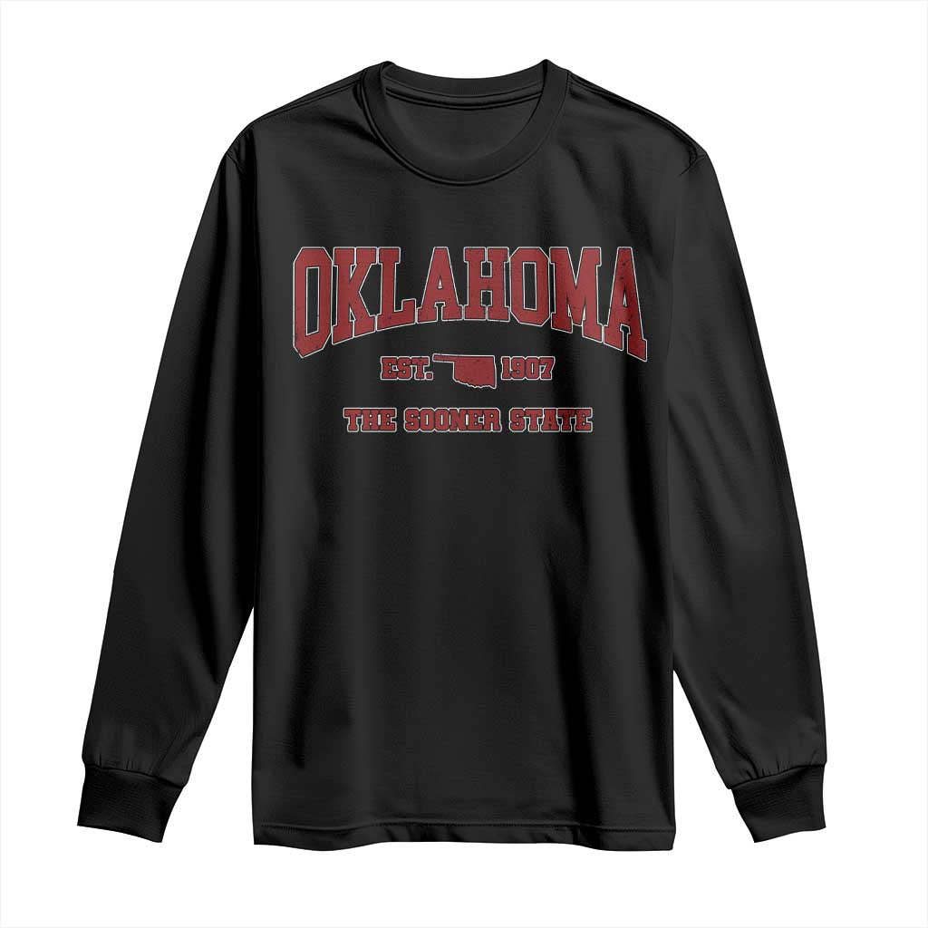 Oklahoma The Sooner State Sports Throwback Design Jersey Style Long Sleeve Shirt