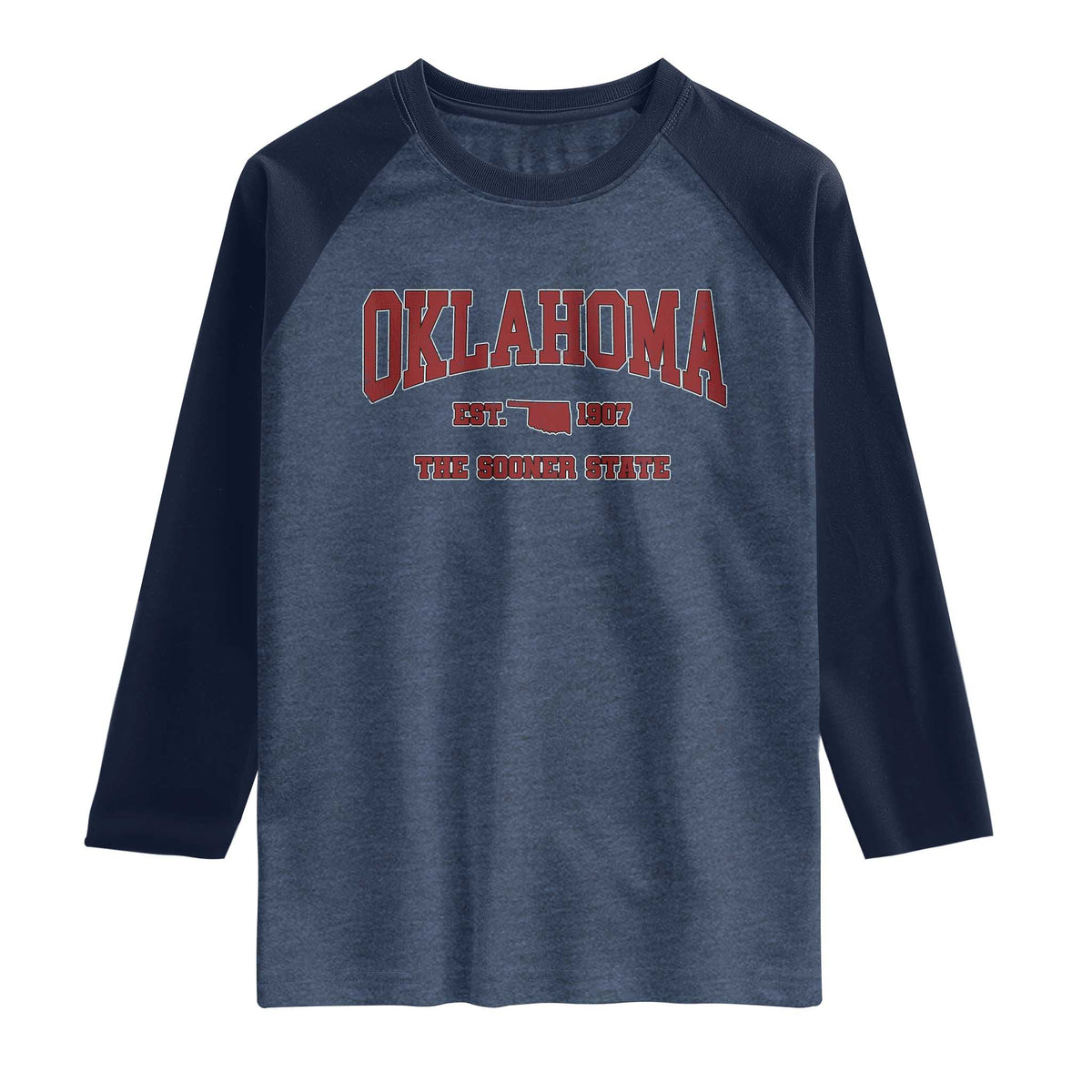 Oklahoma Sports Throwback Design Jersey Style Raglan Shirt