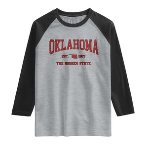 Oklahoma Sports Throwback Design Jersey Style Raglan Shirt