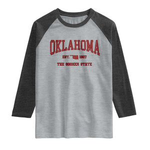 Oklahoma Sports Throwback Design Jersey Style Raglan Shirt