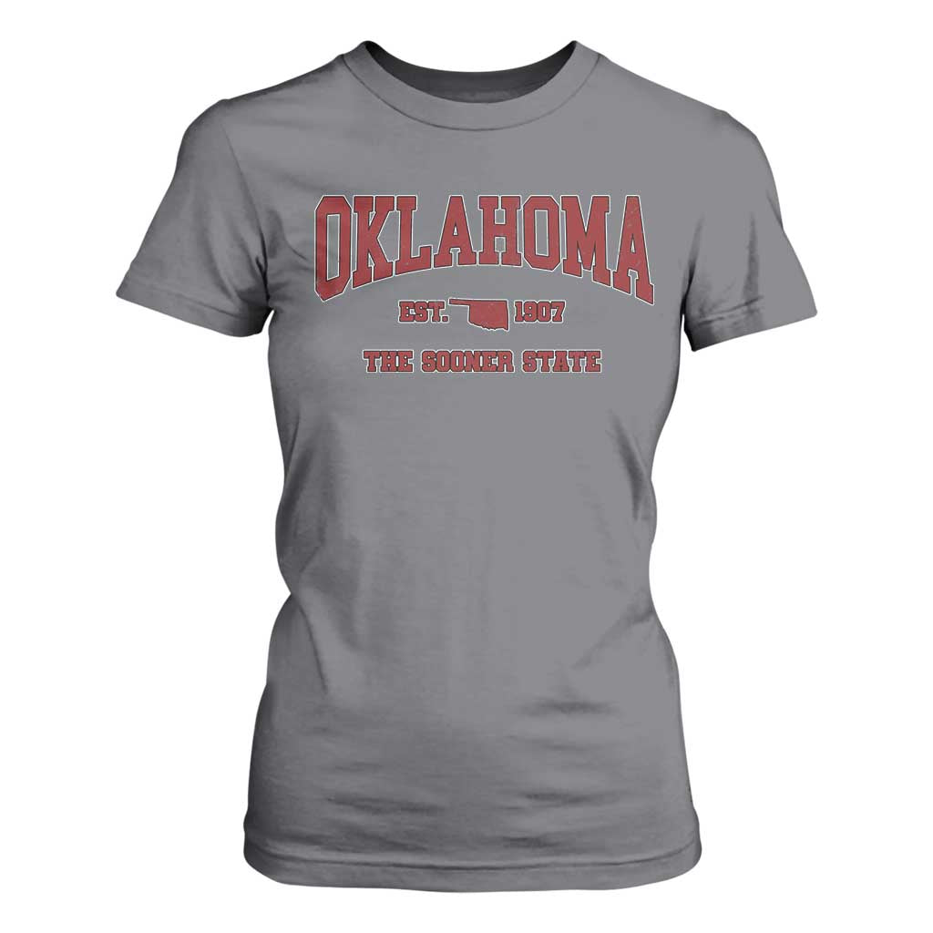 Oklahoma The Sooner State Sports Throwback Design Jersey Style T Shirt For Women