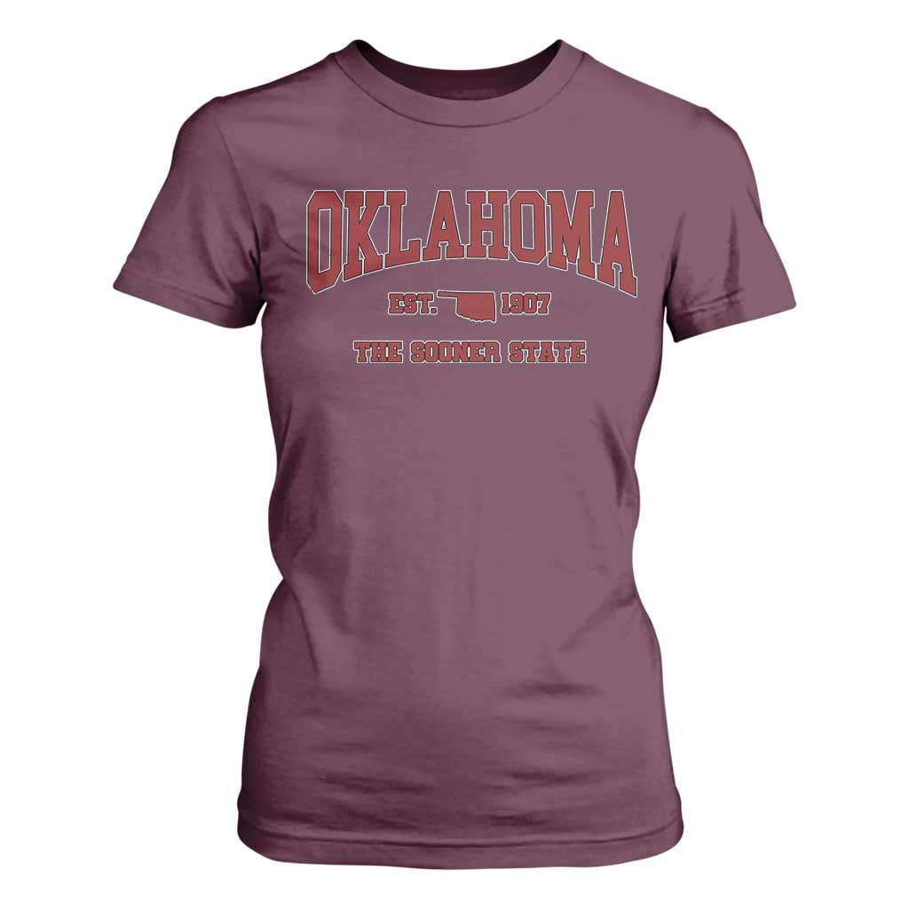 Oklahoma The Sooner State Sports Throwback Design Jersey Style T Shirt For Women