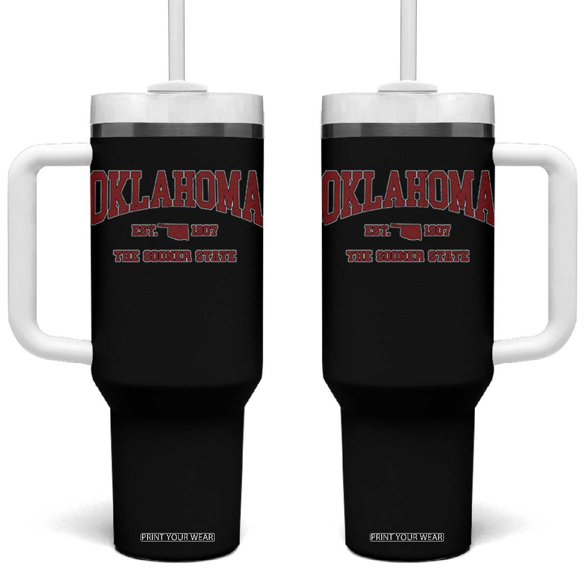 Oklahoma Sports Throwback Design Jersey Style Tumbler With Handle