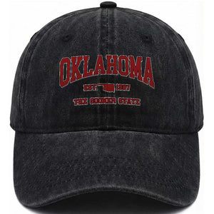 Oklahoma Sports Throwback Design Jersey Style Washed Cotton Baseball Cap