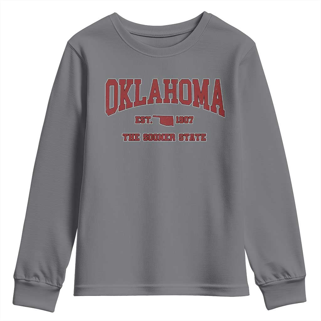 Oklahoma The Sooner State Sports Throwback Design Jersey Style Youth Sweatshirt