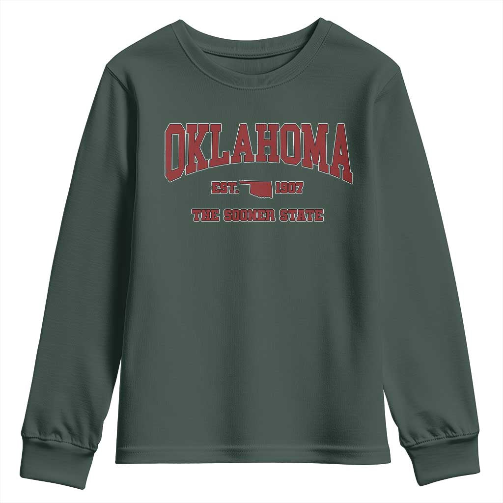 Oklahoma The Sooner State Sports Throwback Design Jersey Style Youth Sweatshirt