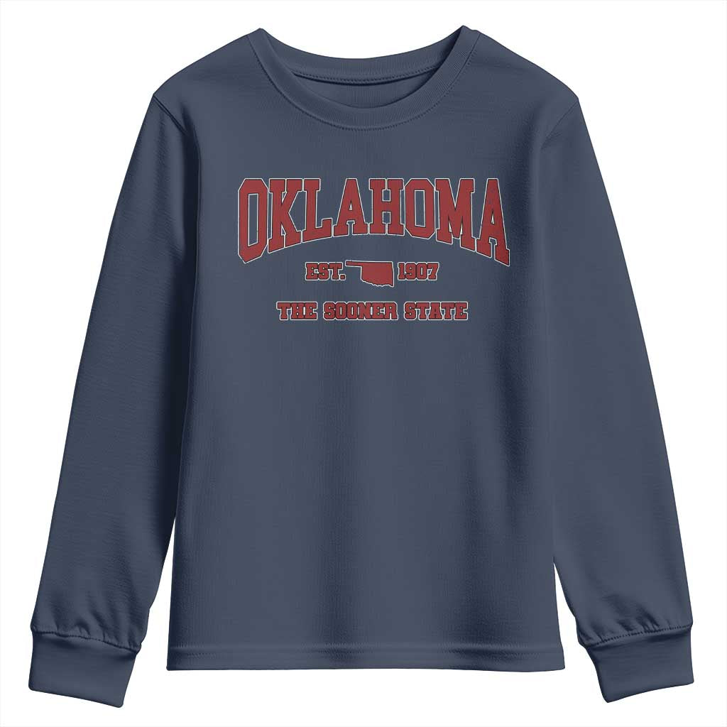 Oklahoma The Sooner State Sports Throwback Design Jersey Style Youth Sweatshirt