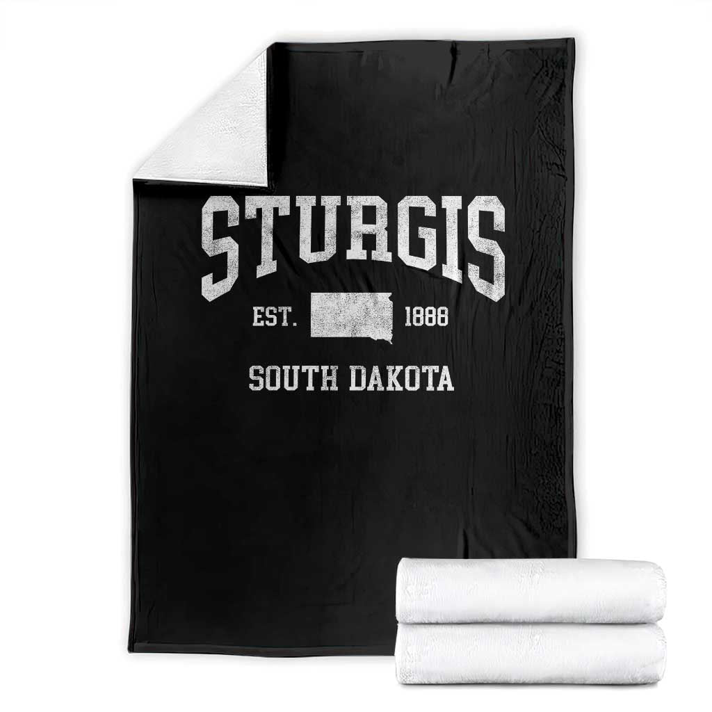 Sturgis South Dakota Est 1888 Throw Blanket Vintage SD State Map Pride