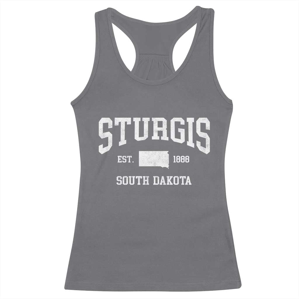 Sturgis South Dakota Est 1888 Racerback Tank Top Vintage SD State Map Pride