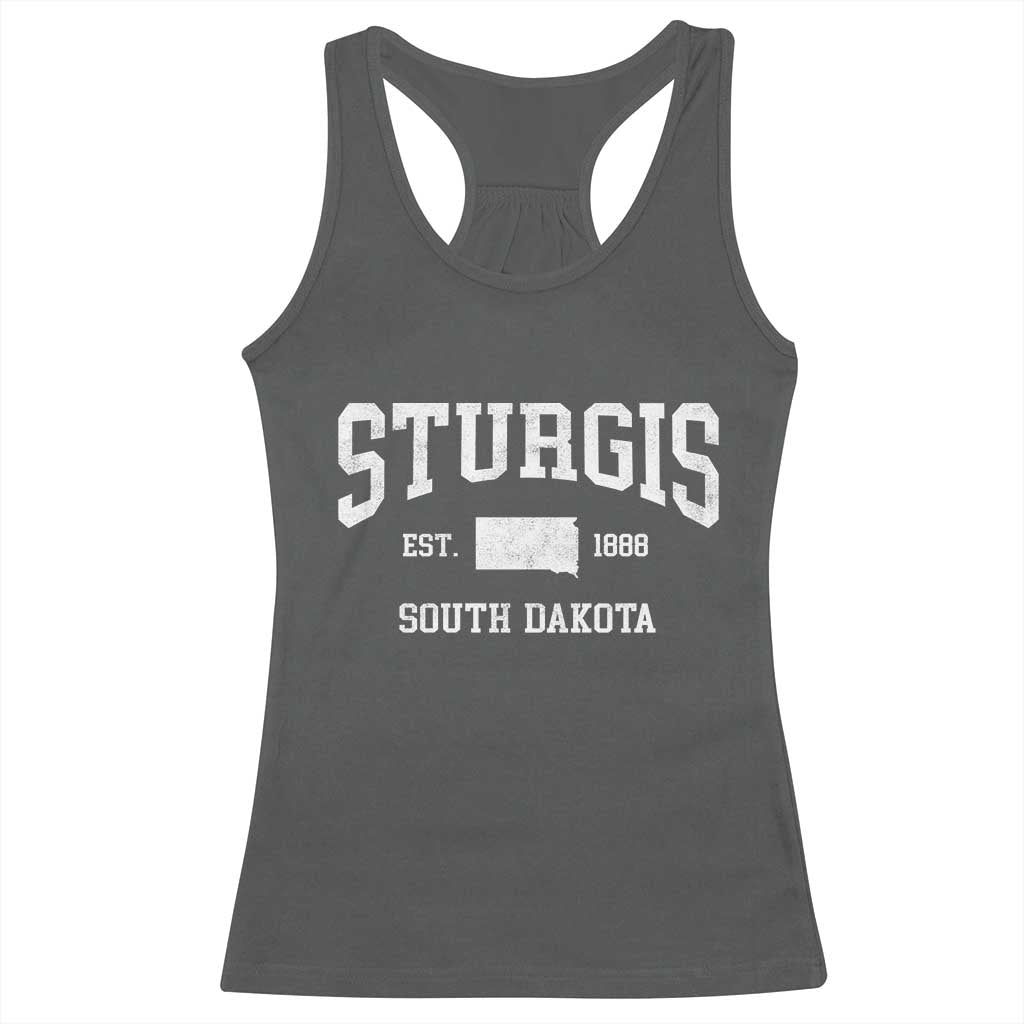 Sturgis South Dakota Est 1888 Racerback Tank Top Vintage SD State Map Pride