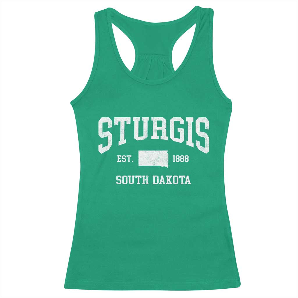 Sturgis South Dakota Est 1888 Racerback Tank Top Vintage SD State Map Pride
