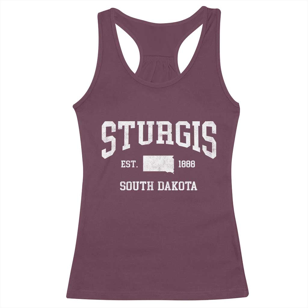 Sturgis South Dakota Est 1888 Racerback Tank Top Vintage SD State Map Pride