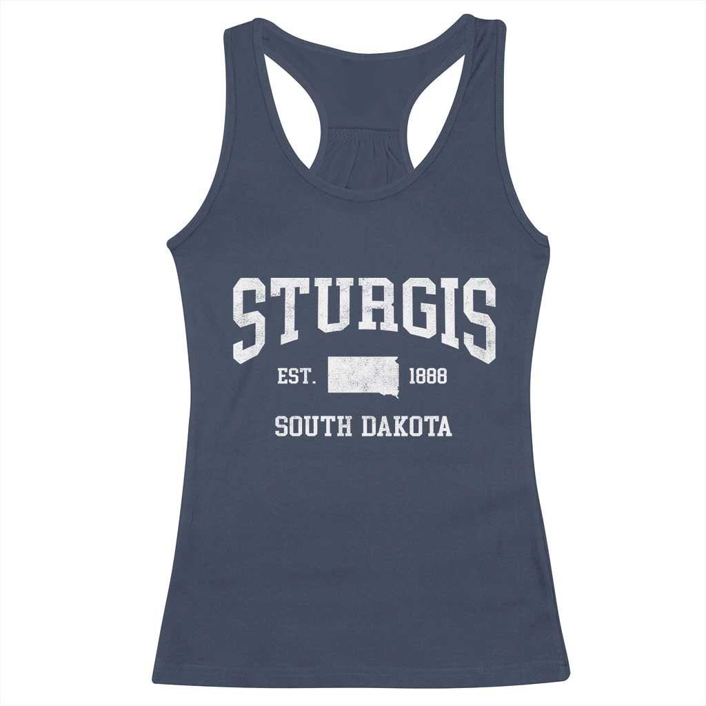 Sturgis South Dakota Est 1888 Racerback Tank Top Vintage SD State Map Pride
