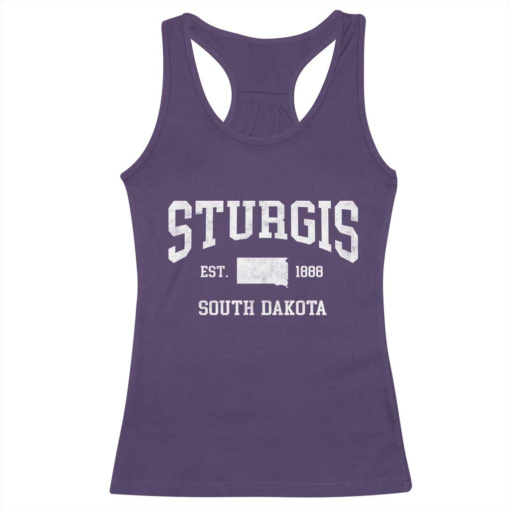 Sturgis South Dakota Est 1888 Racerback Tank Top Vintage SD State Map Pride