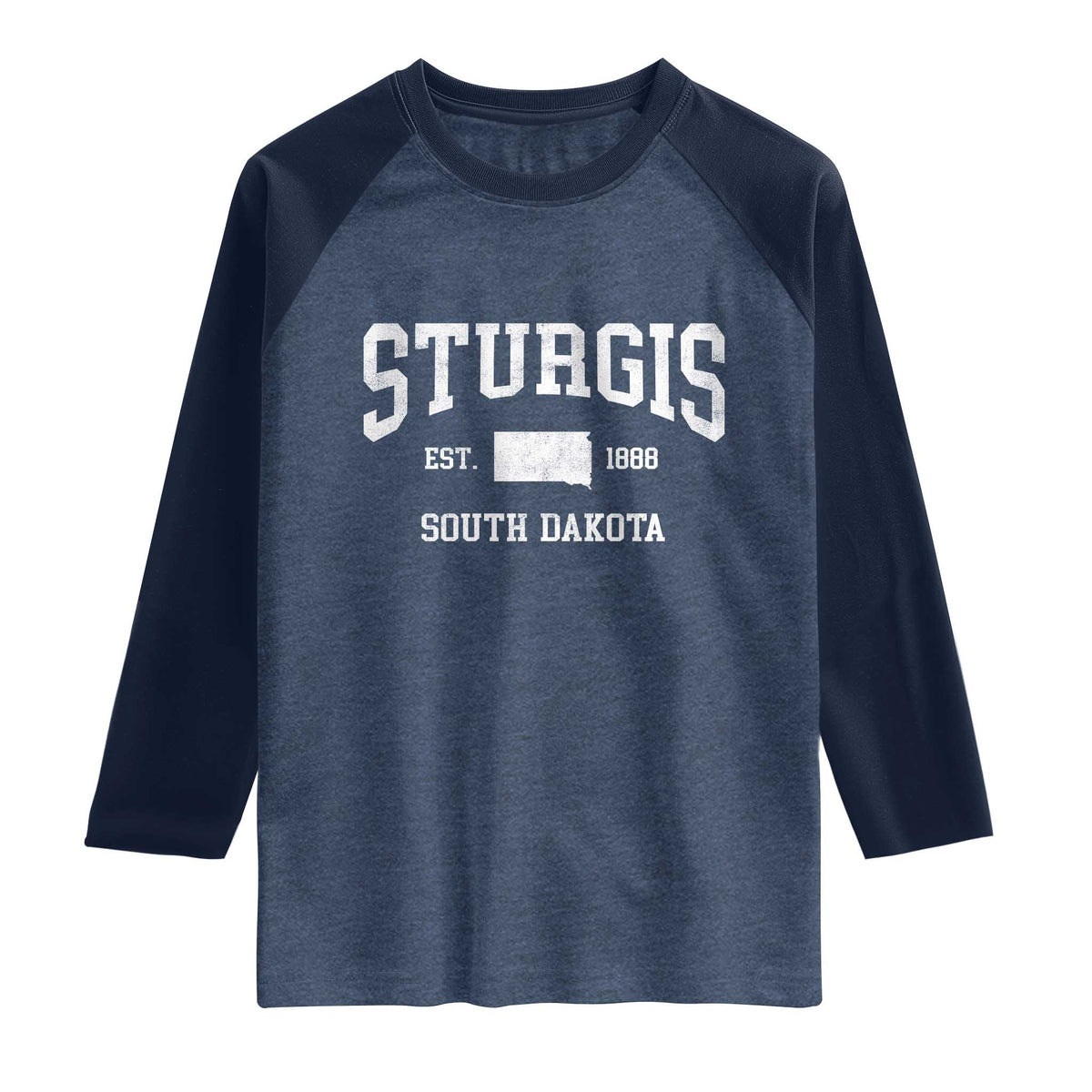 Sturgis South Dakota Est 1888 Raglan Shirt Vintage SD State Map Pride