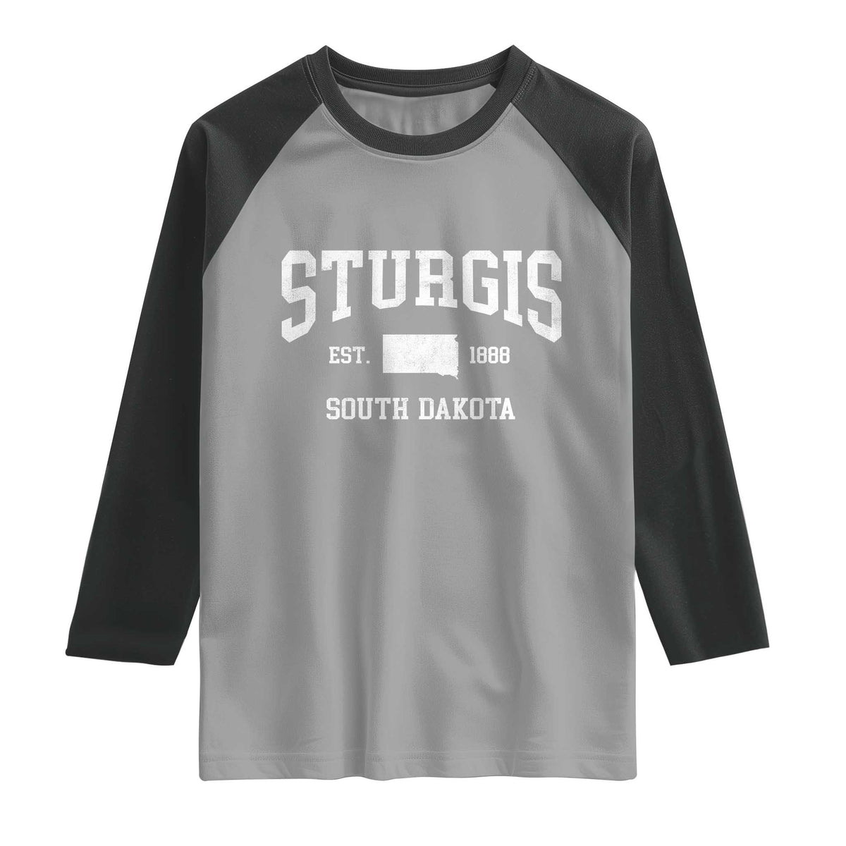 Sturgis South Dakota Est 1888 Raglan Shirt Vintage SD State Map Pride