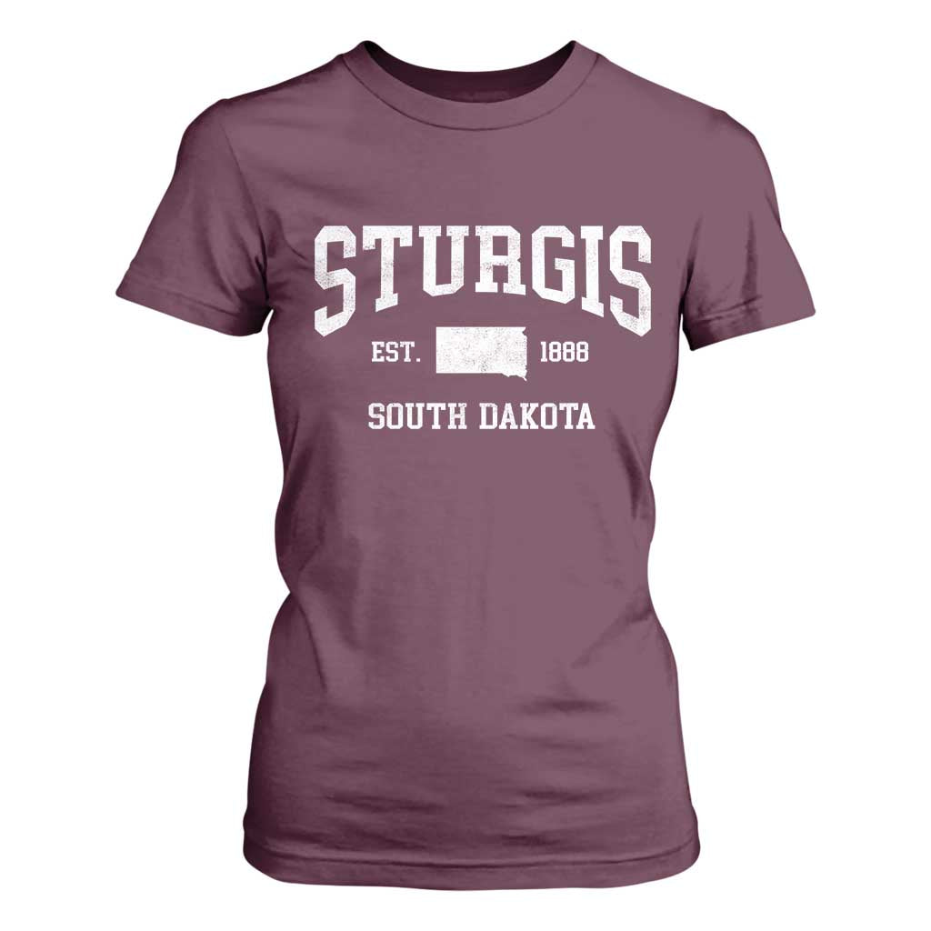Sturgis South Dakota Est 1888 T Shirt For Women Vintage SD State Map Pride