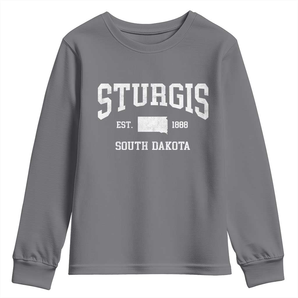 Sturgis South Dakota Est 1888 Youth Sweatshirt Vintage SD State Map Pride