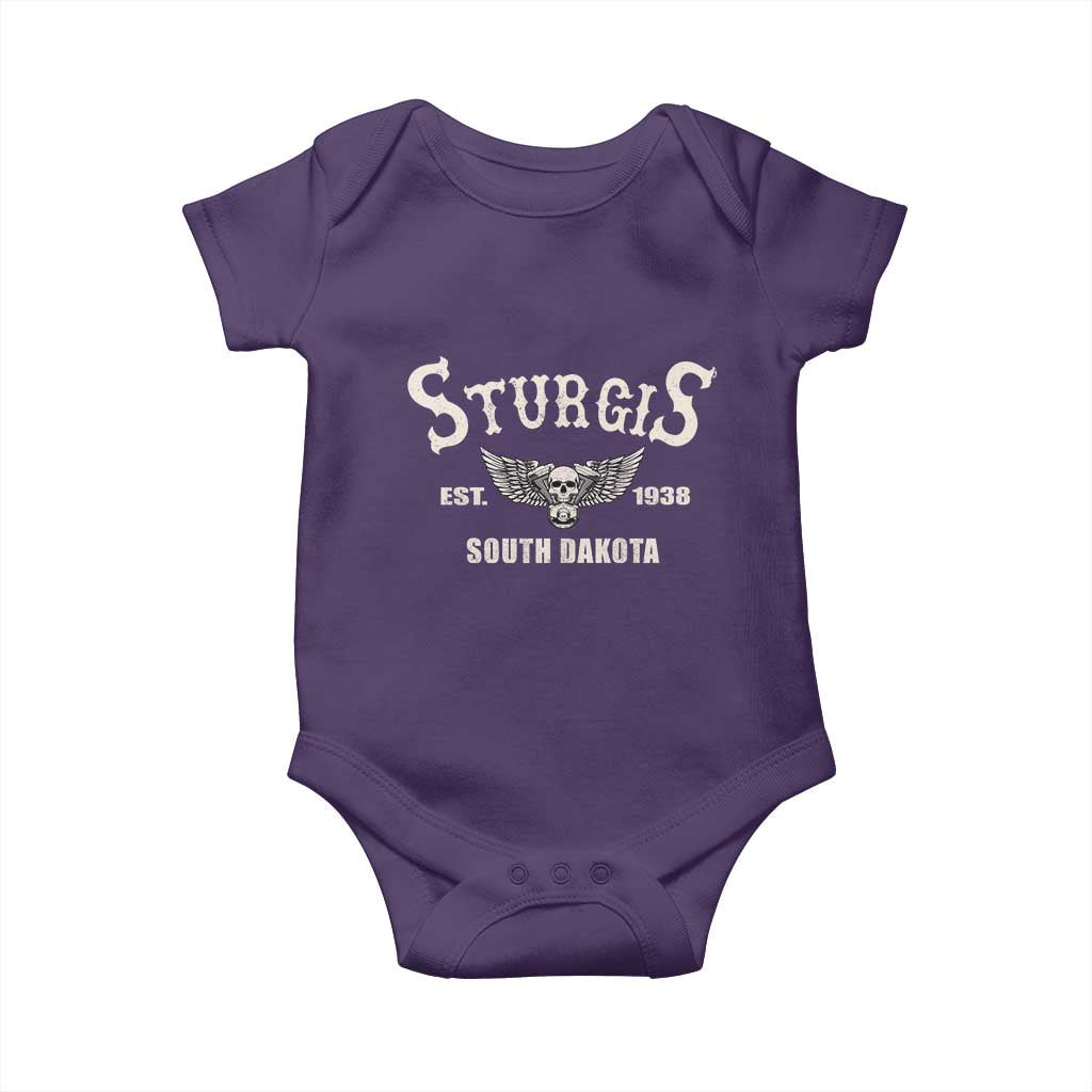 Sturgis South Dakota Est 1938 Motorcycle Biker Skull Baby Onesie TS11 Purple Print Your Wear