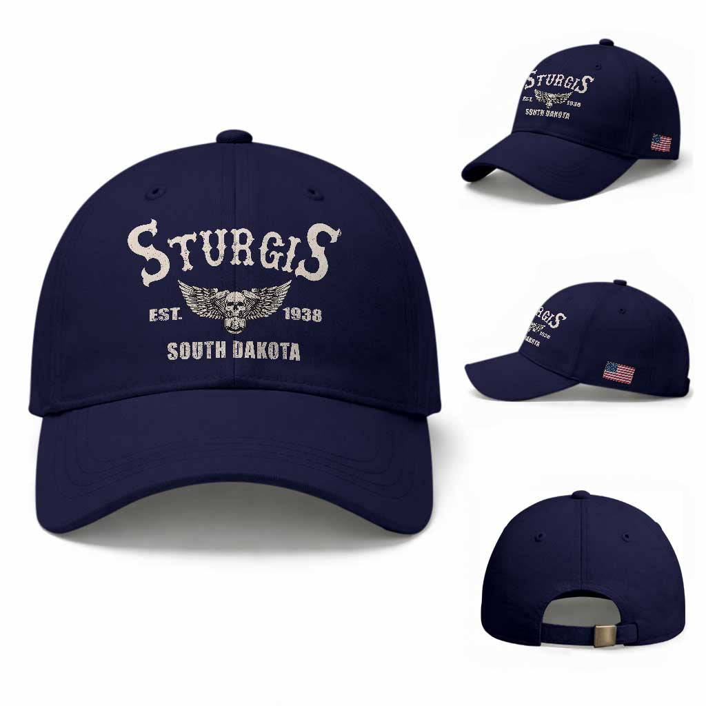 Sturgis South Dakota Est 1938 Motorcycle Biker Skull Baseball Cap TS11 Baseball Cap Universal Fit Dark Blue Print Your Wear