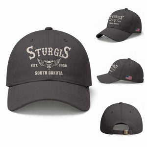 Sturgis South Dakota Est 1938 Motorcycle Biker Skull Baseball Cap TS11 Baseball Cap Universal Fit Dark Gray Print Your Wear