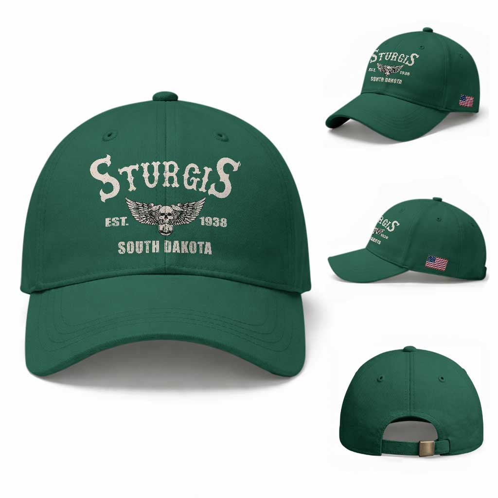 Sturgis South Dakota Est 1938 Motorcycle Biker Skull Baseball Cap TS11 Baseball Cap Universal Fit Irish Green Print Your Wear